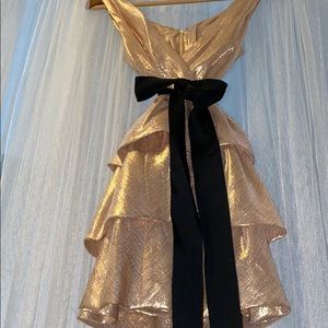 Badgley Mischka Rose Gold Tiered Mini Dress